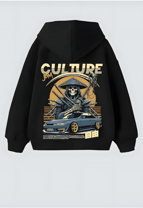 Culture Jdm Tasarım Unisex Oversize Kapşonlu Hoodie Sweatshirt