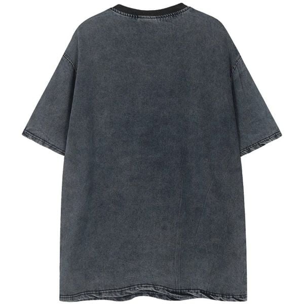 Füme Vintage Big Star Unisex Yıkamalı T-Shirt