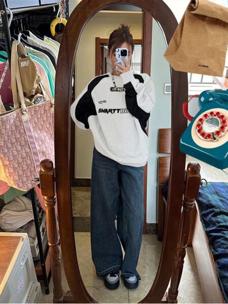 Y2K Streetwear Smarttooth Baskılı Beyaz Unisex