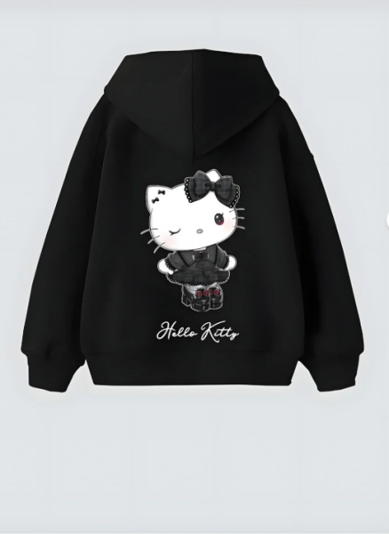 Gothic Hello Kity Tasarım Kapşonlu Unisex Sweatshit Hoodie