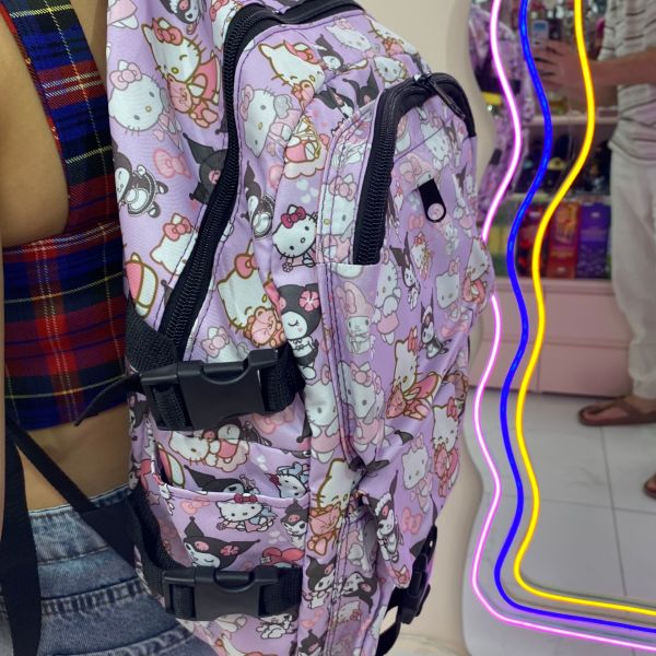 Mor Hello Kitty Kuromi Kolaj Suluklu Sırt Çantası