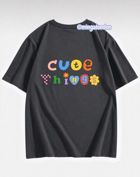 Cute Hings Sırt Baskılı Füme T-Shirt