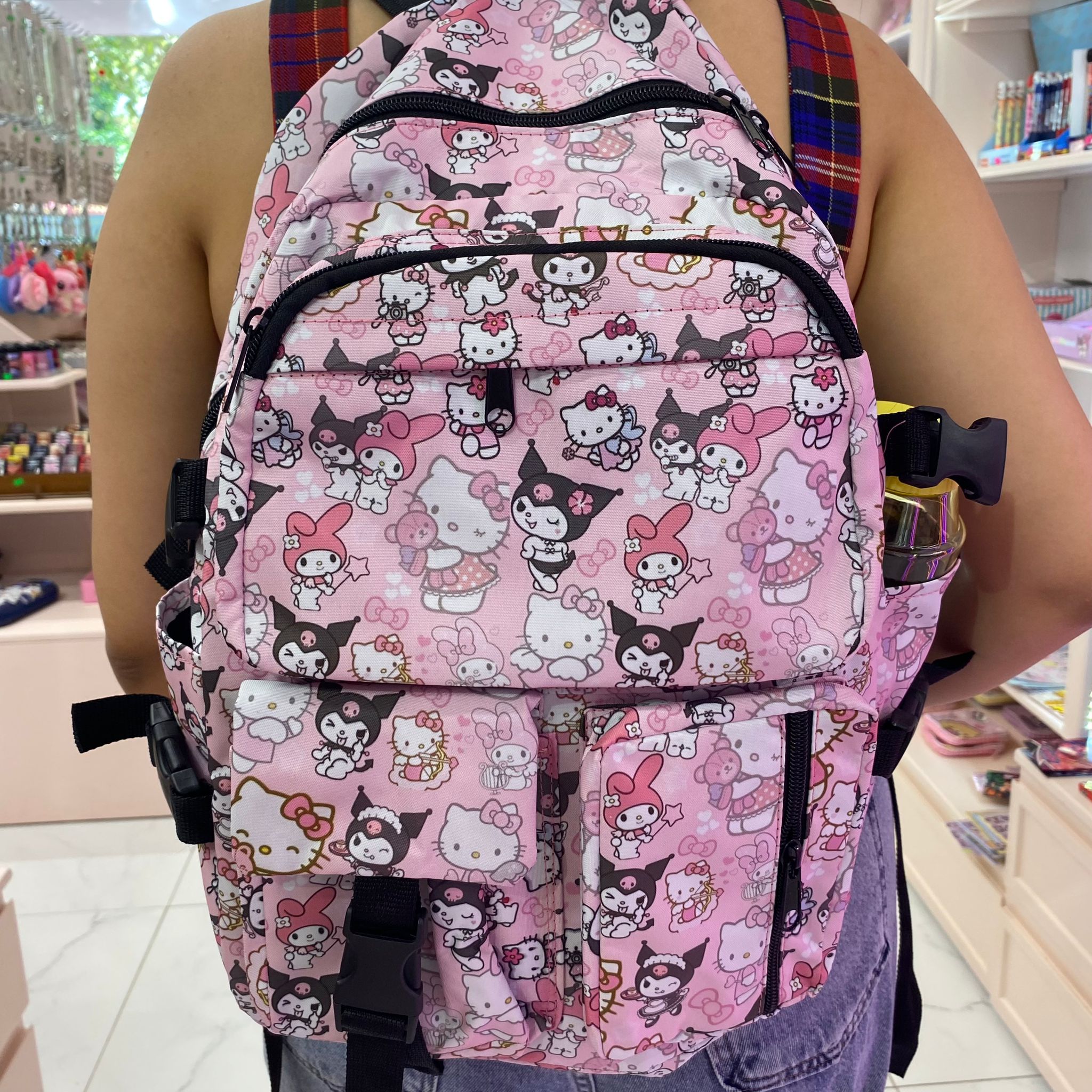 Pembe Hello Kitty Kuromi Kolaj Suluklu Sırt Çantası