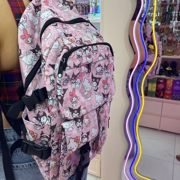 Pembe Hello Kitty Kuromi Kolaj Suluklu Sırt Çantası