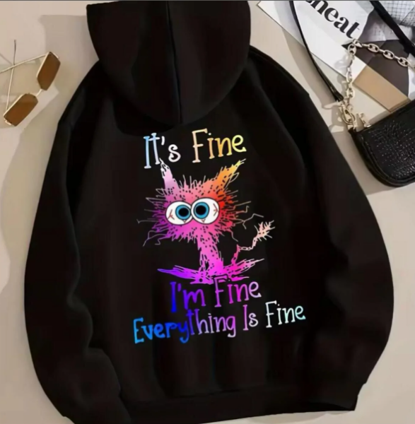 It's Fine Baskılı Kapüşonlu Sweatshirt