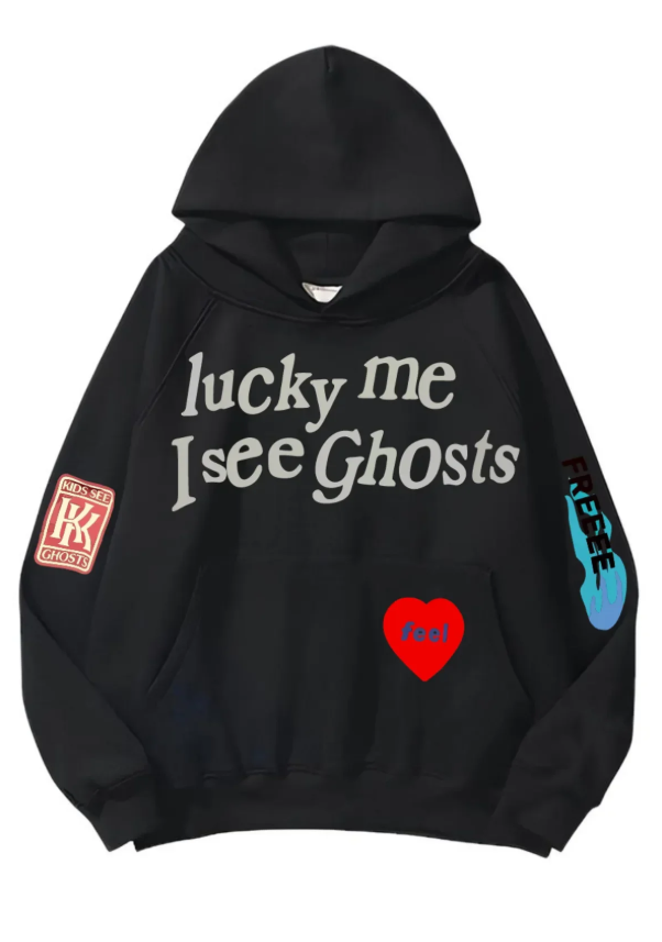 Kanye West Lucky Me I See Ghosts Kapşonlu Sweatshirt Siyah Renk