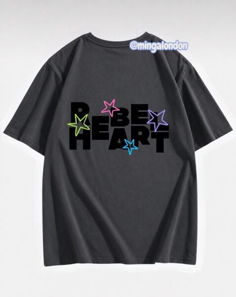 Rebel Heart Sırt Baskılı Füme T-Shirt