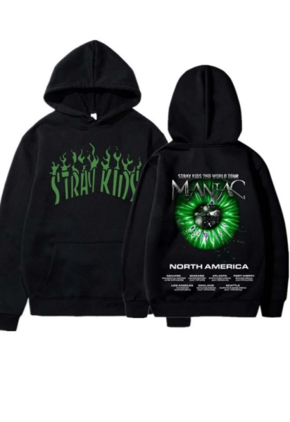 K-Pop Stray Kids Maniac Siyah Kapşonlu Hoodie Sweatshirt