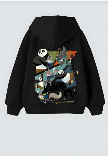 Kung Fu Panda Tasarım Kapşonlu Unisex Sweatshit Hoodie