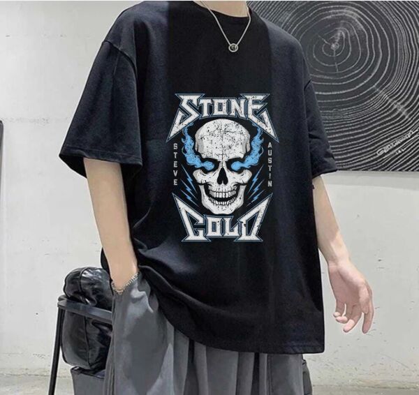 Stone Cold Baskılı Siyah T-Shirt