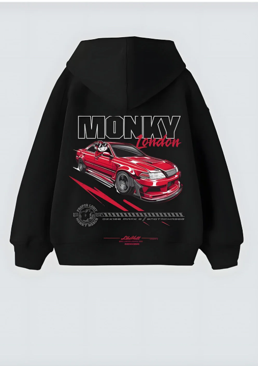 Monky London Drift Tasarım Unisex Oversize Kapşonlu Hoodie Sweatshirt