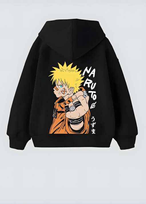 Naruto Tasarım Unisex Oversize Kapşonlu Hoodie Sweatshirt