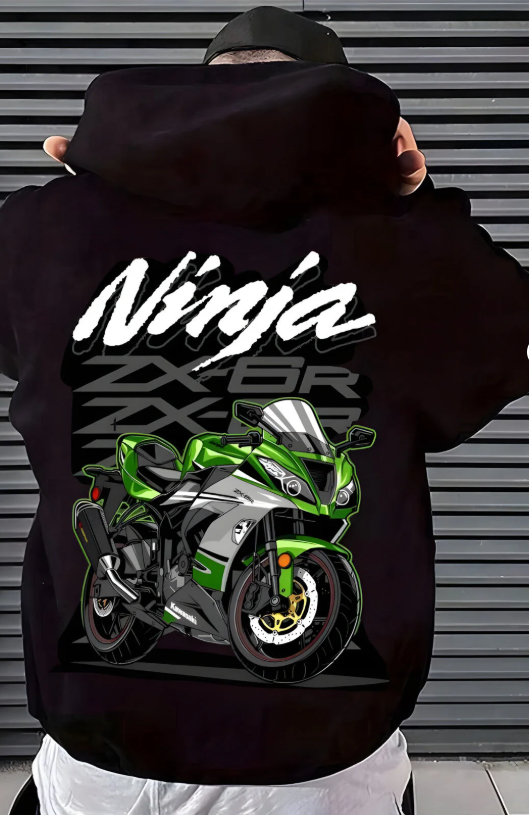 Ninja ZX Spor Motor Tasarım Unisex Oversize Kapşonlu Hoodie Sweatshirt