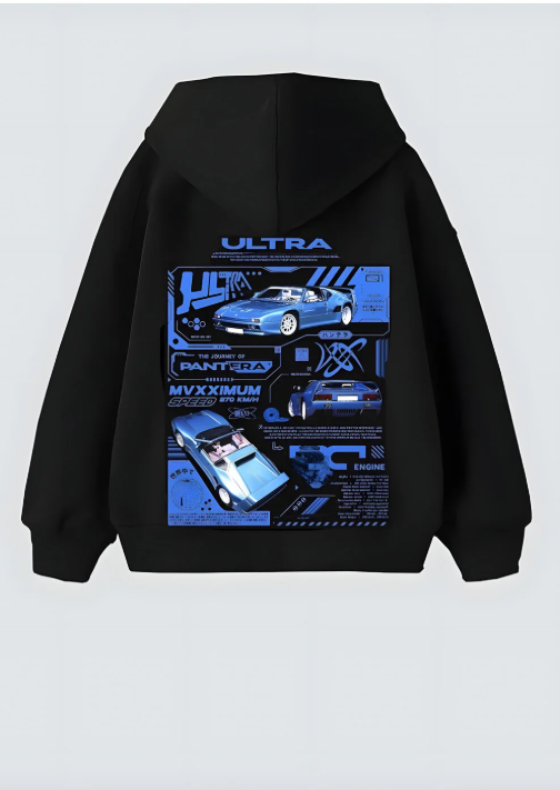 Pantera Maximum Speed Tasarım Unisex Oversize Kapşonlu Hoodie Sweatshirt