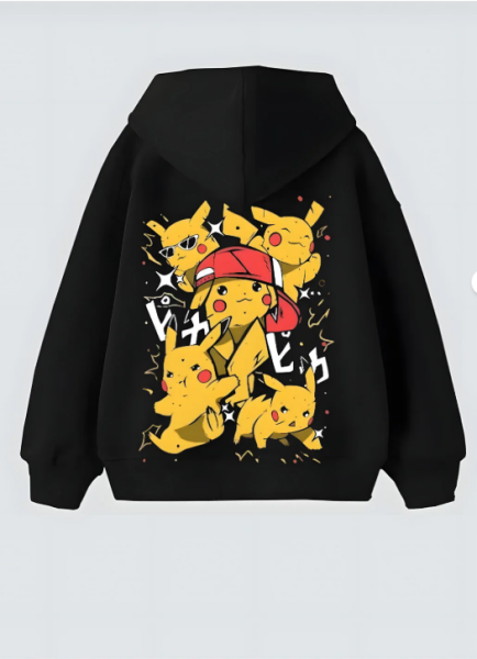 Pikachu Tasarım Kapşonlu Unisex Sweatshit Hoodie