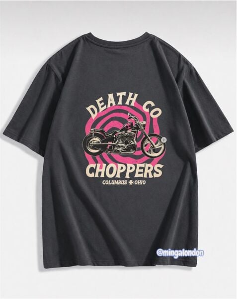 Death Co Choppers Sırt Baskılı Füme T-Shirt