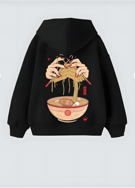 Ramen Tasarım Kapşonlu Unisex Sweatshit Hoodie