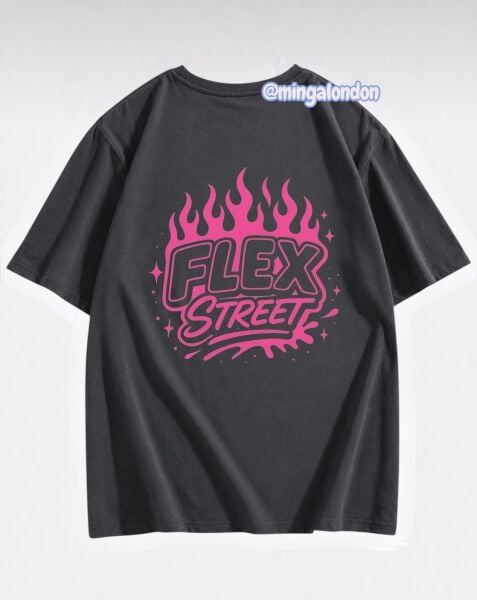 Flex Street Sırt Baskılı Füme T-Shirt