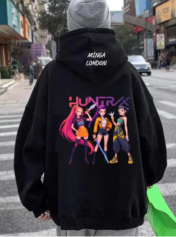 Selfie Girls Anime Stil Renkli Baskılı Beyaz Oversize Sweatshirt