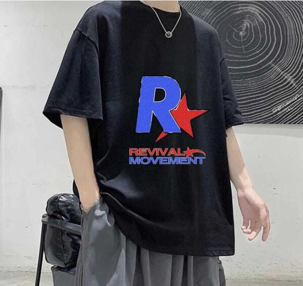 Revival Movement Baskılı Siyah T-Shirt