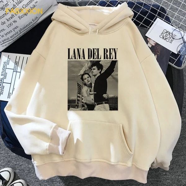 Lana Del Rey Beyaz (Unisex) Kalın Kumaş Kapşonlu Sweatshirt