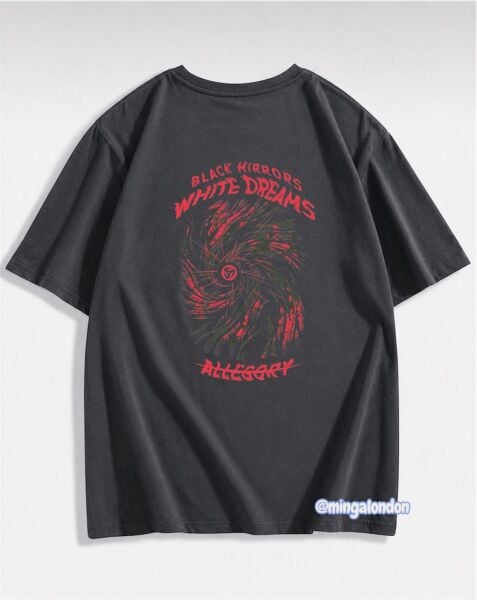 Black Mırrors White Dreams Allegory Sırt Baskılı Füme T-Shirt