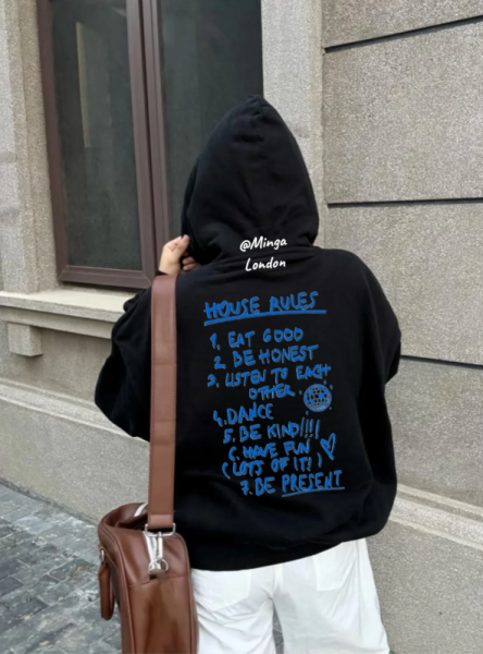 Siyah Blue Baskılı Oversize Unisex Sweatshirt