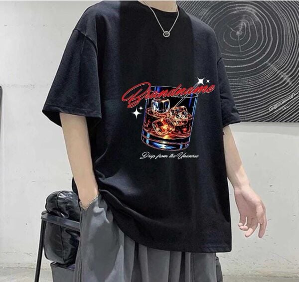 Brandname Drip From The Unıverse Baskılı Siyah T-Shirt