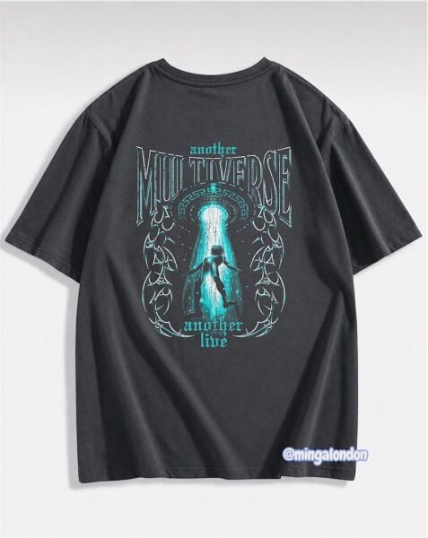 Another Multıverse Sırt Baskılı Füme T-Shirt