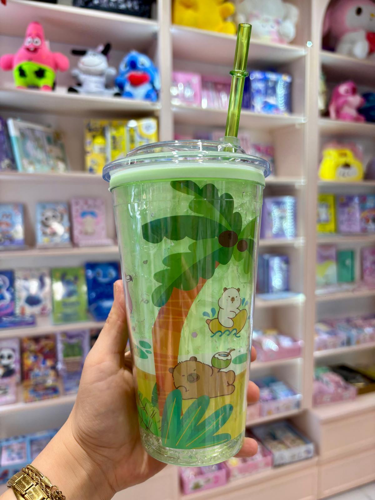 Green Capybara Pipetli Işıklı Bardak