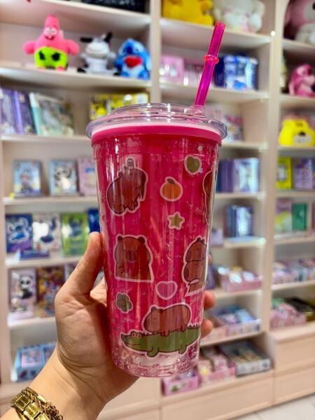Pink Capybara Pipetli Işıklı Bardak