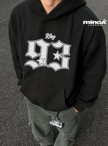 Siyah 93 King baskılı oversize Sweatshirt