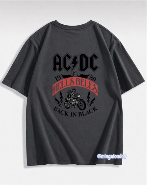 AC & DC Heel Beles 1980 Sırt Baskılı Füme T-Shirt