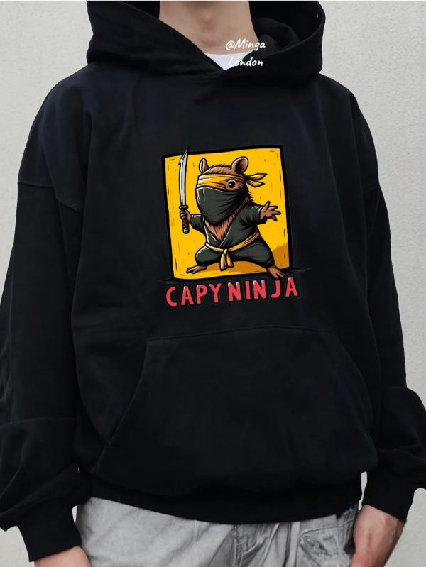Siyah Ninja Baskılı Oversize Unisex Sweatshirt