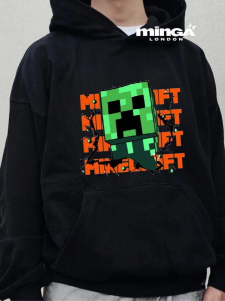 Siyah Pixel Baskılı Oversize Unisex Sweatshirt