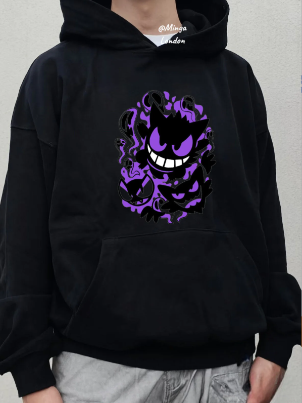 Siyah Purple Hero baskılı oversize Sweatshirt