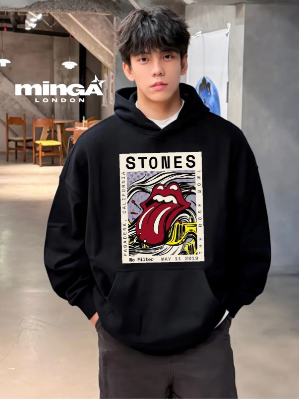 Siyah Stones baskılı oversize Sweatshirt