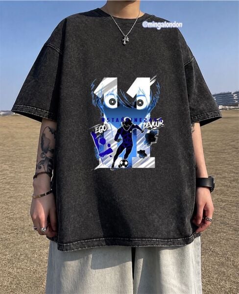 Yıkamalı Kumaş Ego 11 Devour Baskılı Oversize T-Shirt