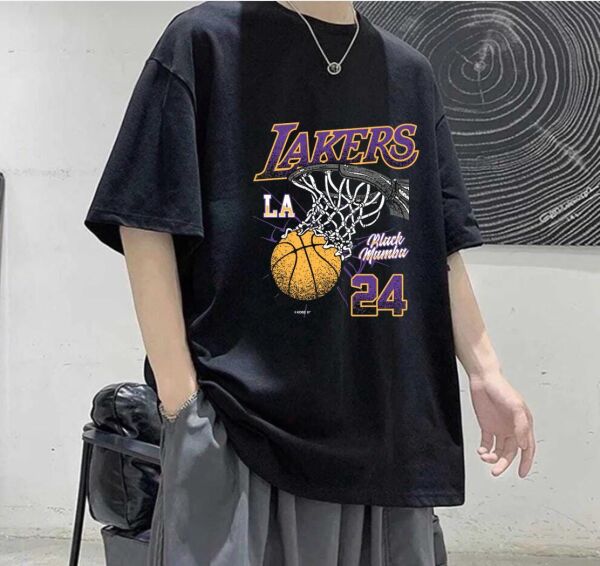 Lakers La 24 Baskılı Siyah T-Shirt