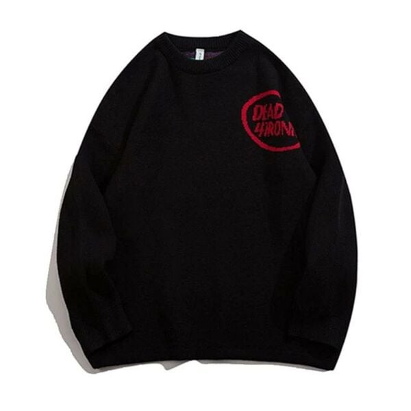 Harajuku Skeleton Heart Unisex Oversize Siyah Kazak