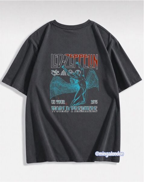 Led Zeppelın World Premıere 1975 Sırt Baskılı Füme T-Shirt