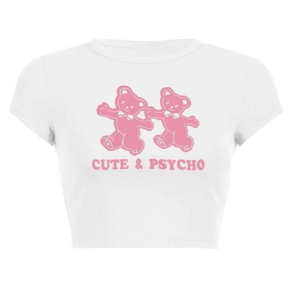 Bear Cute&Psycho Streetwear Crop Kırmızı