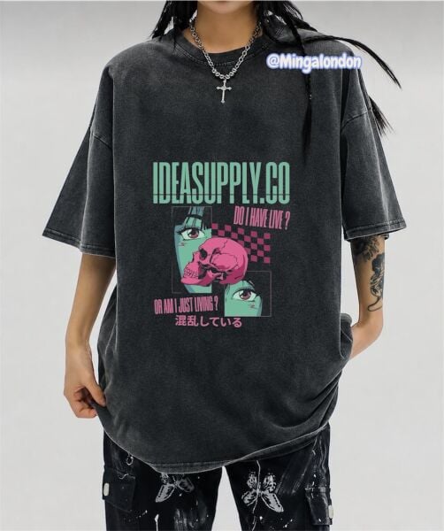 Yıkamalı Kumaş Ideasupply.Co Baskılı Oversize T-Shirt