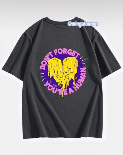 Don't Forget You're A Human Sırt Baskılı Füme T-Shirt