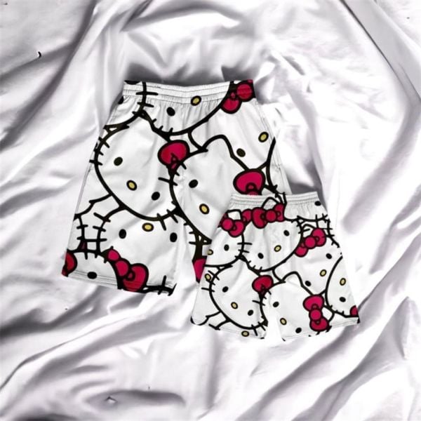 Harajuku hello Kitty Unisex Kırmızı Lastikli Şort