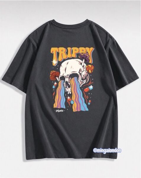Trippy Sırt Baskılı Füme T-Shirt
