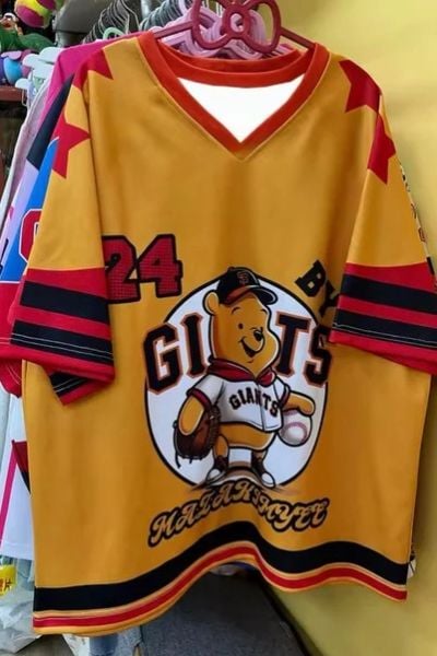 Sarı V Yaka Winnie De Pooh Detail Jersey T-Shirt