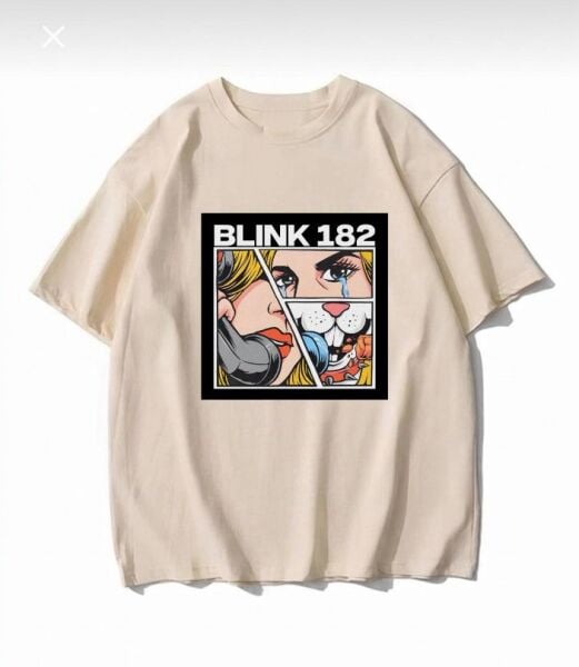 Blink 182 Baskılı Bej T-Shirt
