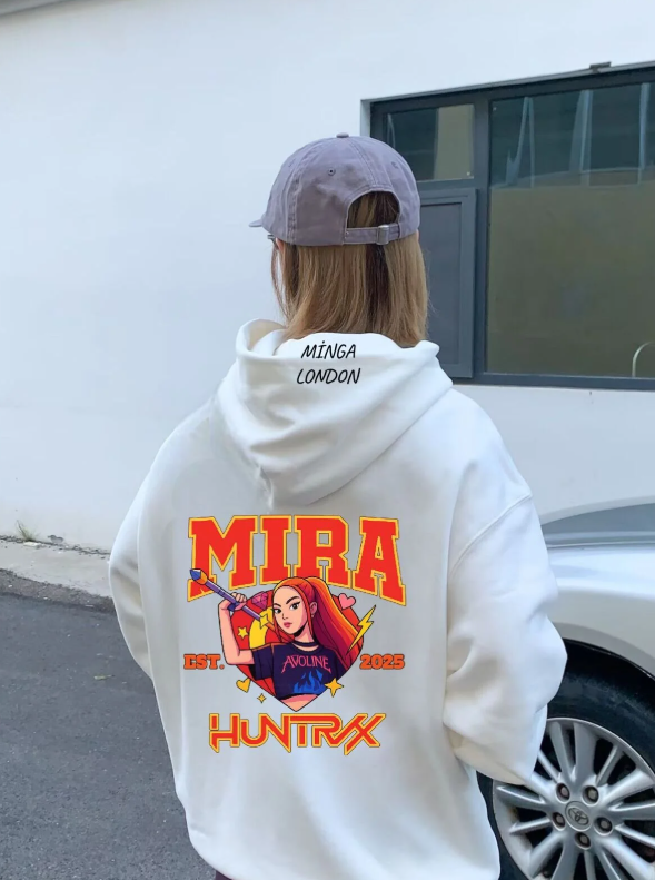 Unisex Huntrx Mira Stil Renkli Baskılı Beyaz Oversize Sweatshirt