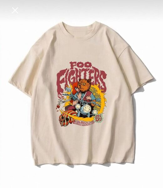 Foo Fıghters Baskılı Bej T-Shirt